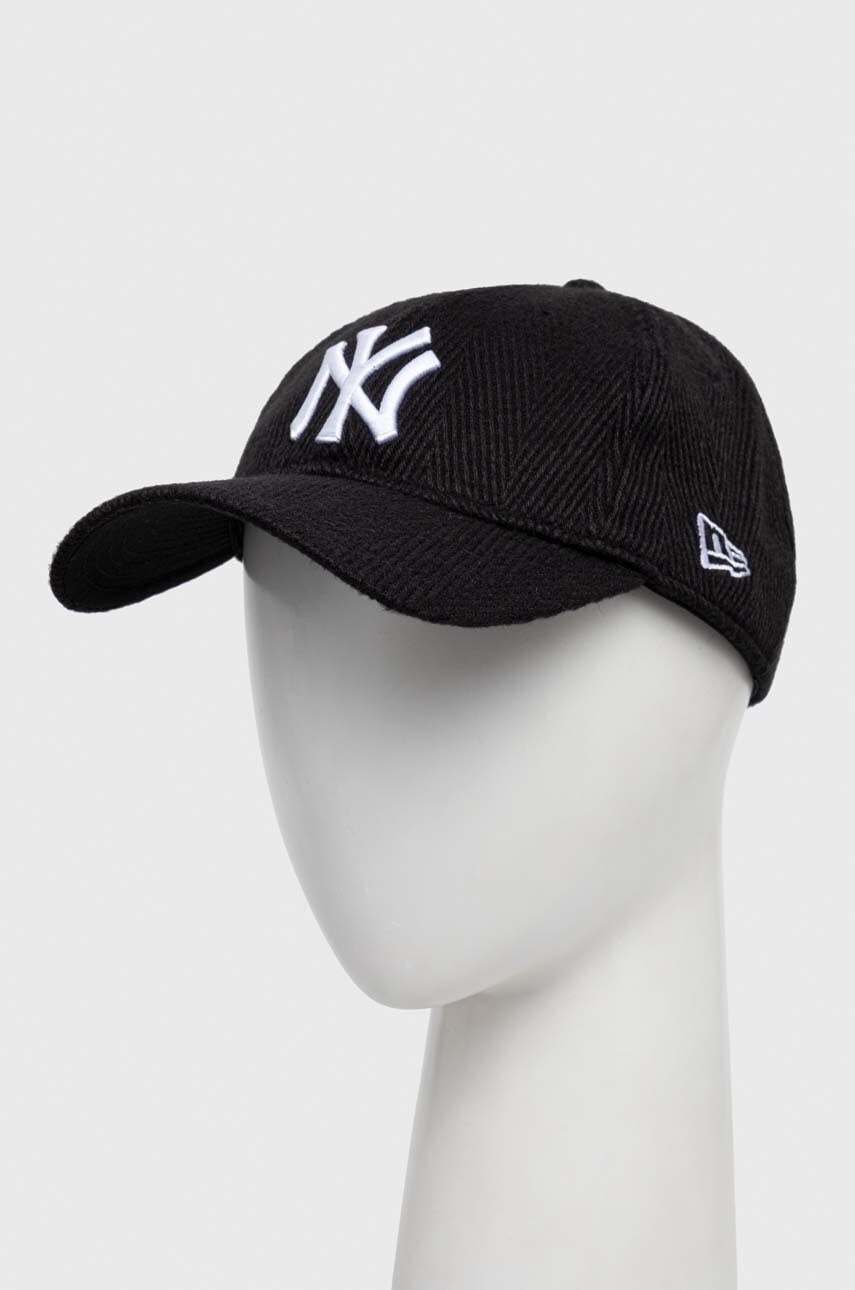 Čepice s vlněnou směsí New Era černá barva, s aplikací, NEW YORK YANKEES