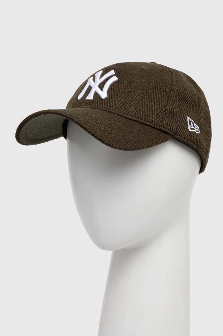 New Era șapcă din amestec de lână culoarea verde, cu imprimeu, NEW YORK YANKEES
