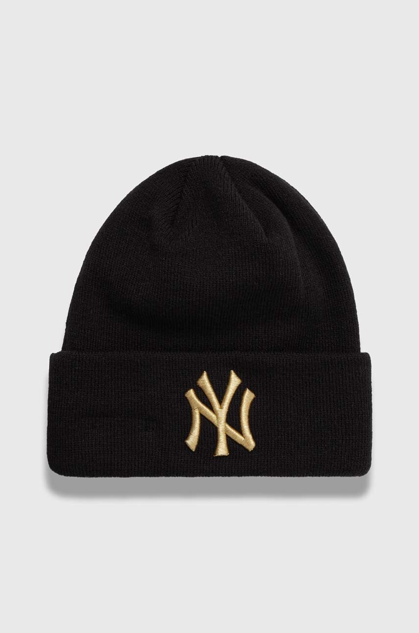 Levně Čepice New Era černá barva, z husté pleteniny, NEW YORK YANKEES