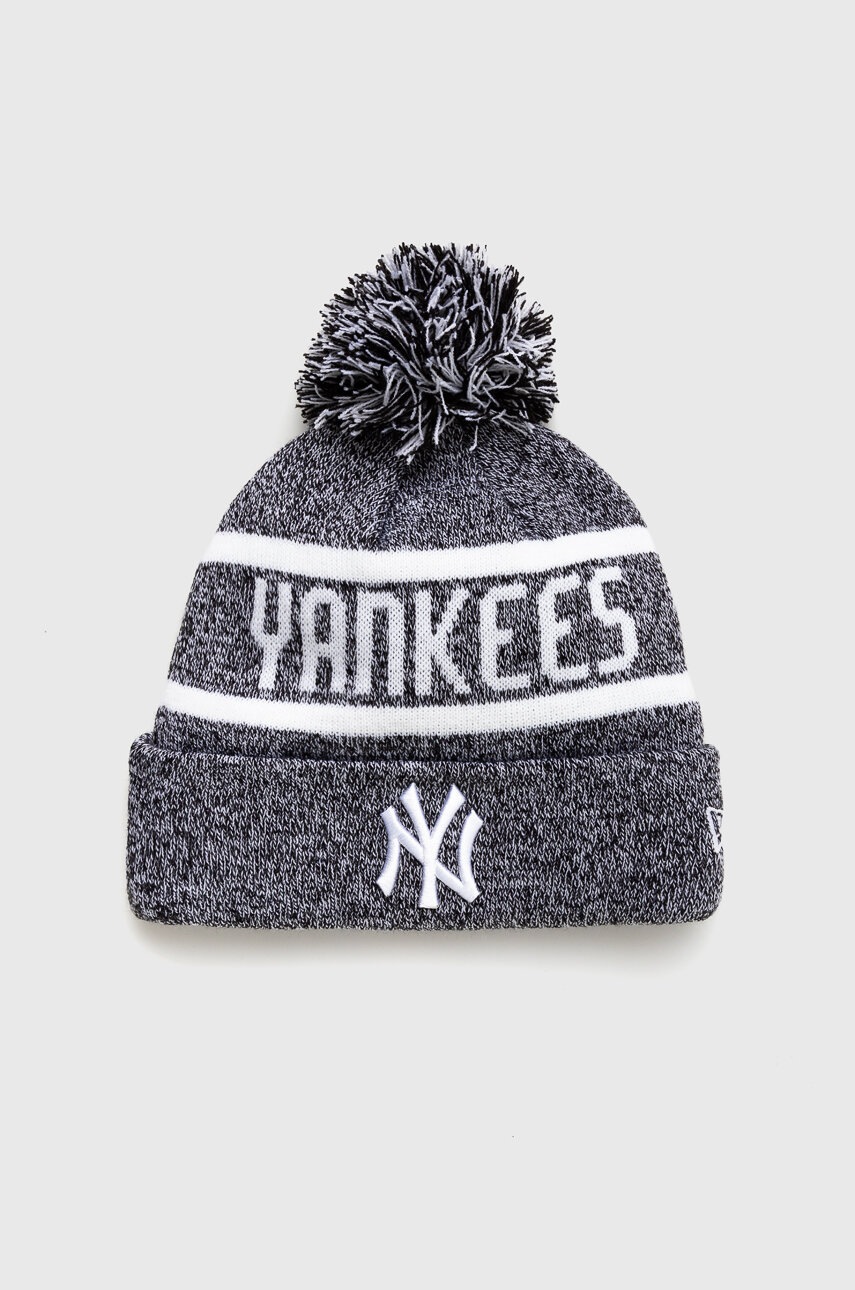 Levně Čepice z vlněné směsi New Era šedá barva, z husté pleteniny, NEW YORK YANKEES