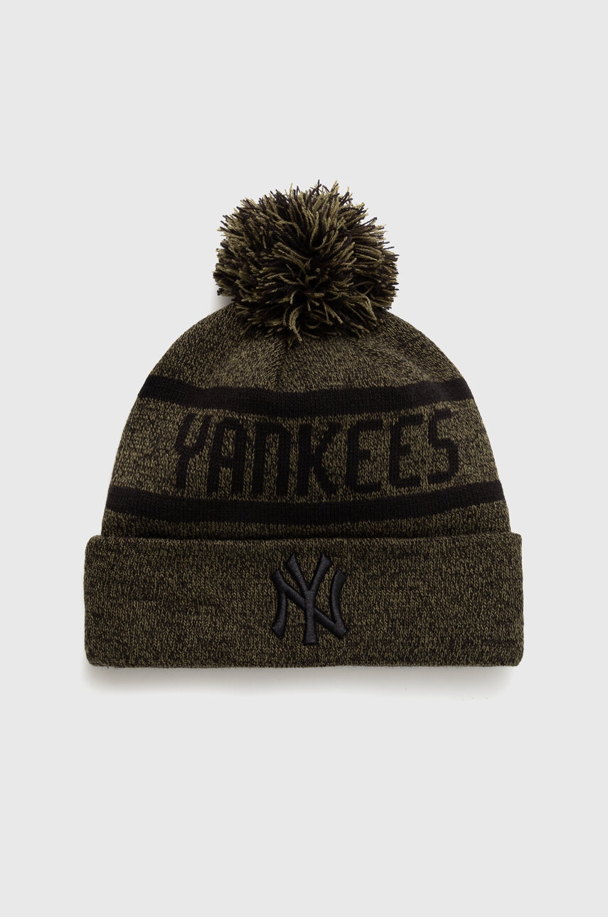 New Era caciula din amestec de lana culoarea verde, din tricot gros, NEW YORK YANKEES