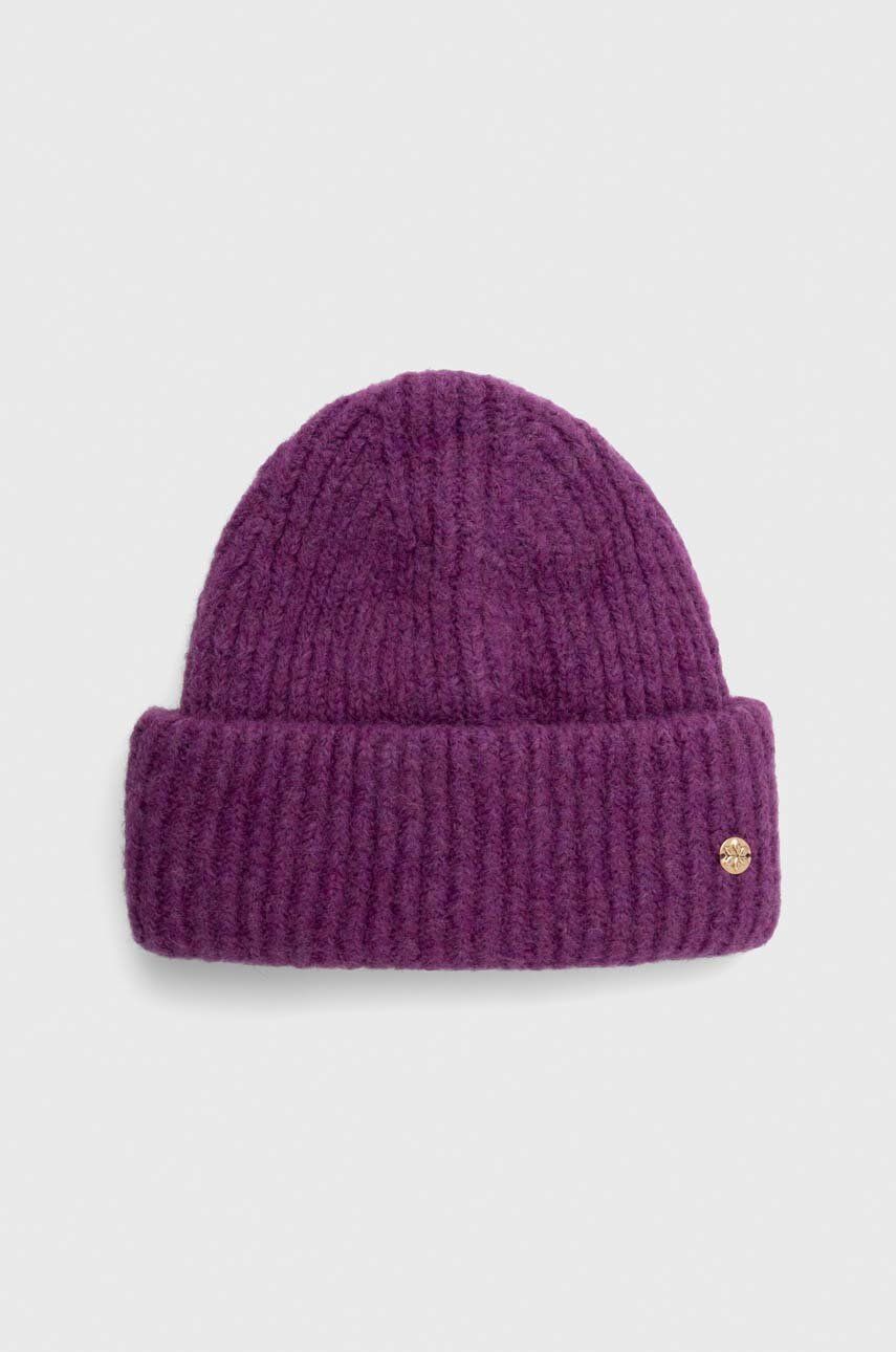 Granadilla caciula din amestec de lana culoarea violet, din tricot gros