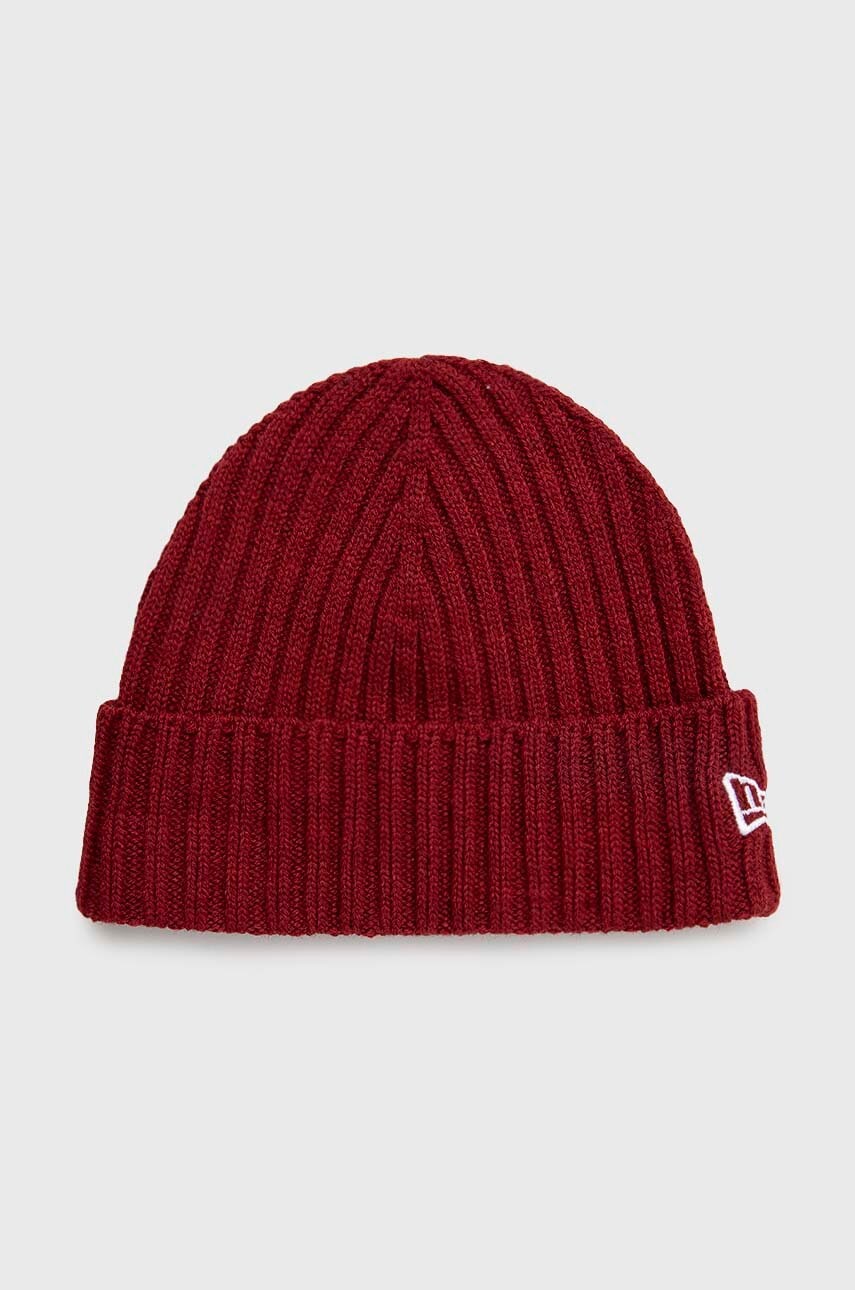 Čepice New Era Cuff Beanie vínová barva, 60364239 - burgundské - 60 % Polyester