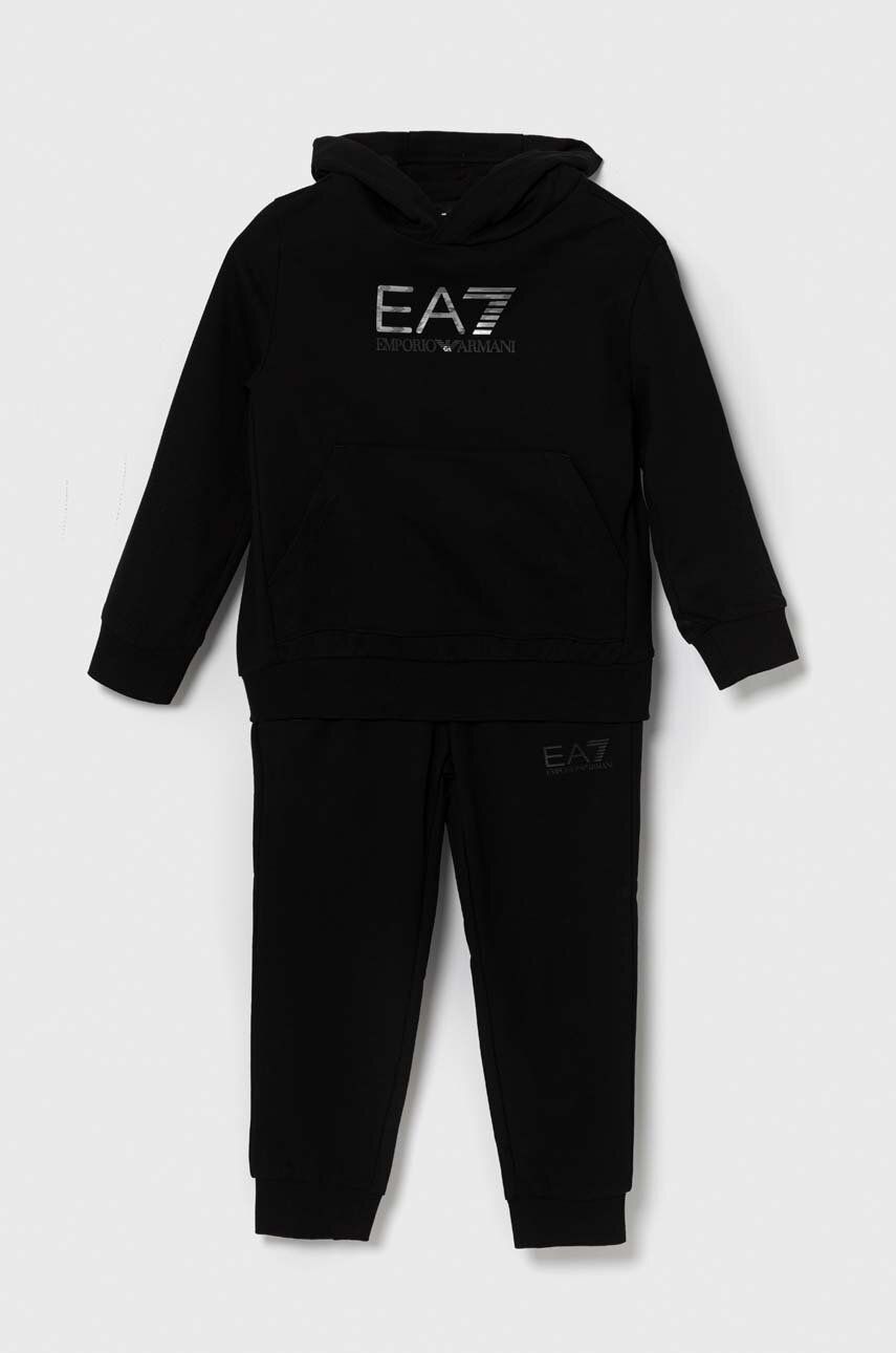 Детский хлопковый спортивный костюм EA7 Emporio Armani цвет чёрный
