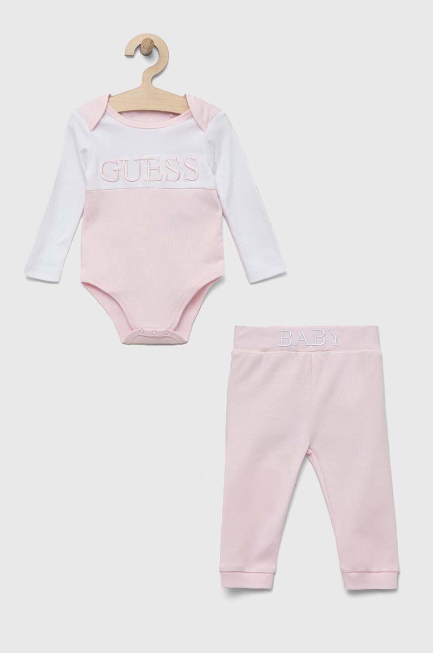 

Дитячий бавовняний комплект Guess колір рожевий