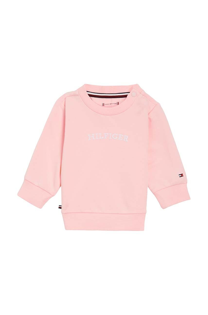 Levně Kojenecká tepláková souprava Tommy Hilfiger růžová barva