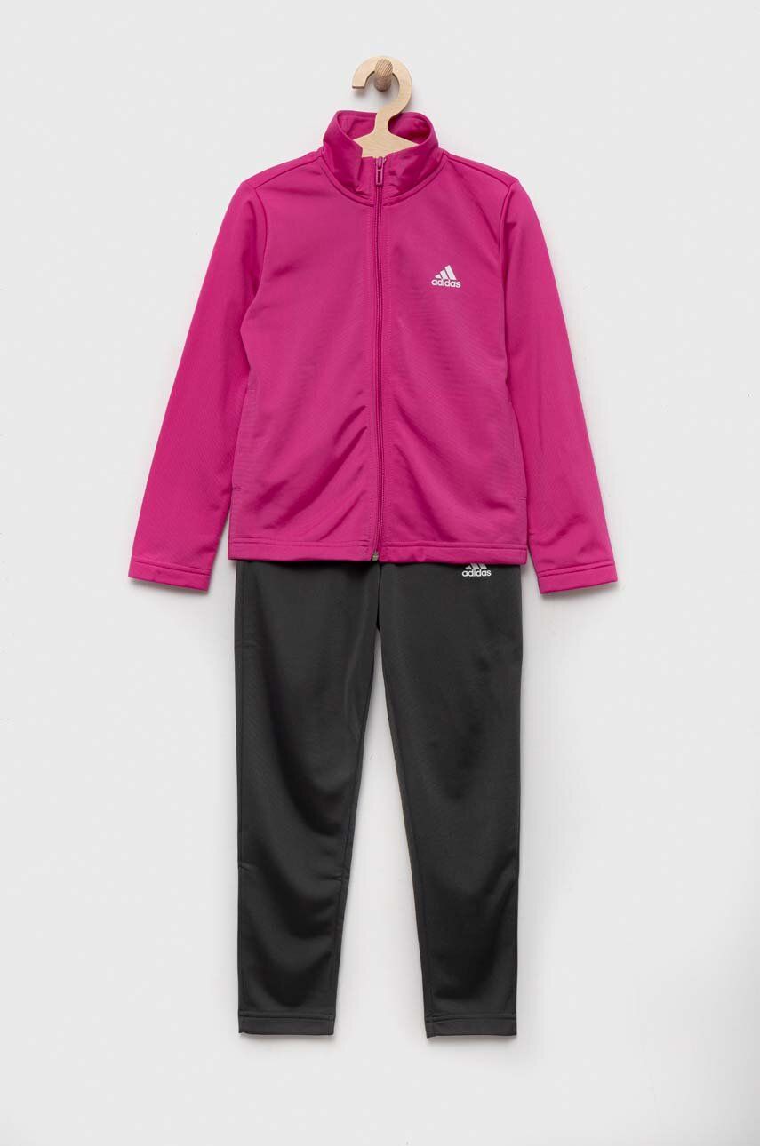 Dětská tepláková souprava adidas růžová barva - růžová -  100 % Recyklovaný polyester