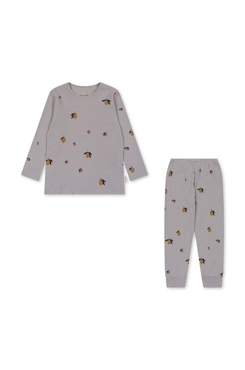 Dětské bavlněné pyžamo Konges Sløjd šedá barva - šedá - 100 % Organická bavlna