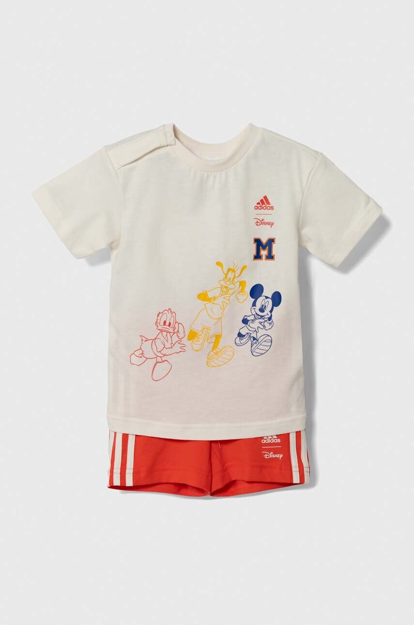 Детский комплект из хлопка adidas цвет бежевый Детский комплект из хлопка adidas цвет бежевый