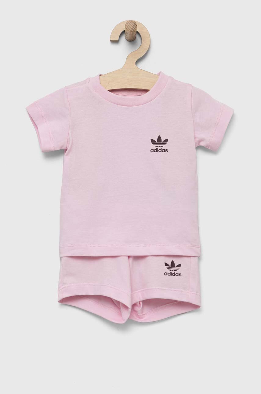 

Детский комплект из хлопка adidas Originals цвет розовый