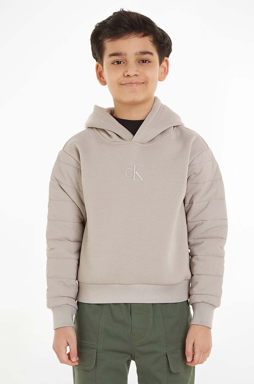 Levně Dětská tepláková souprava Calvin Klein Jeans šedá barva