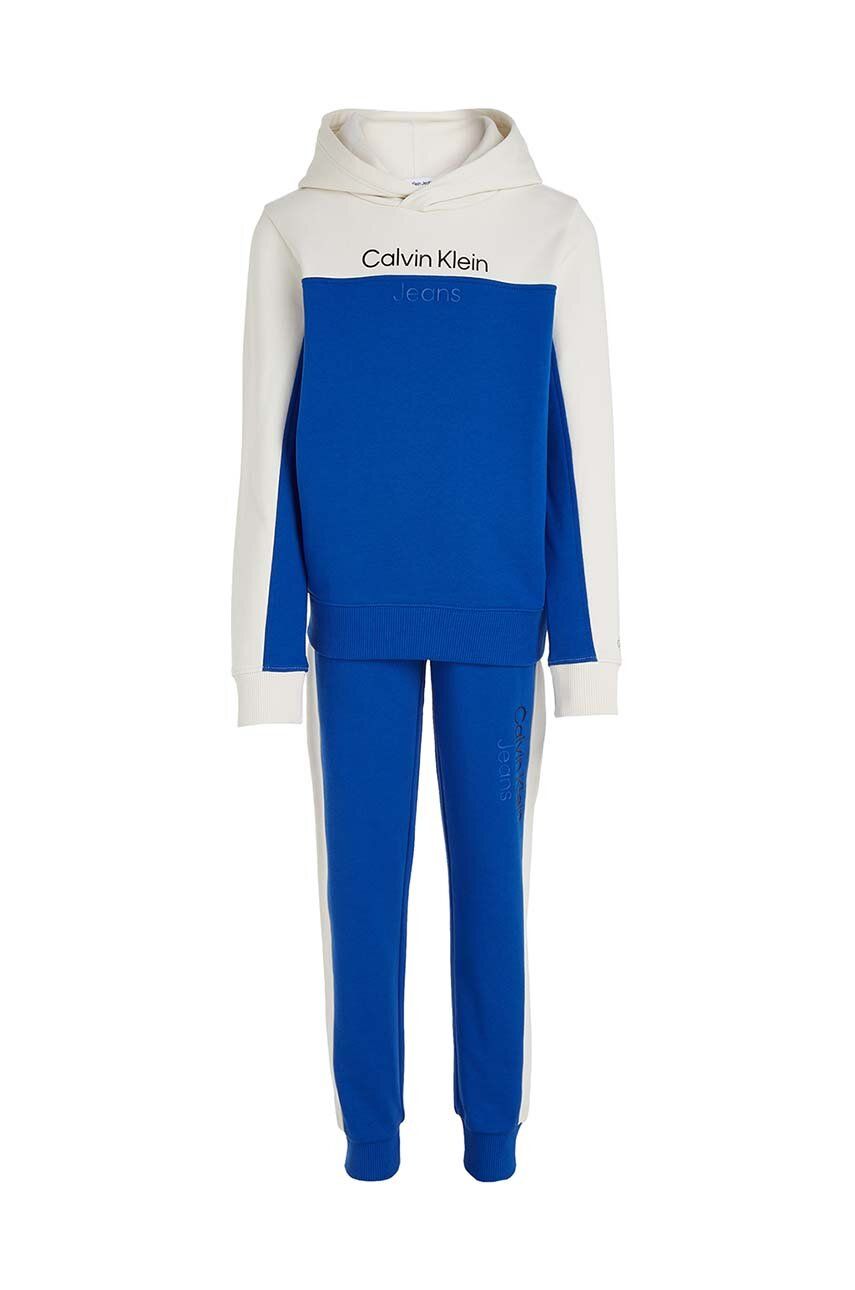 Dětská bavlněná tepláková souprava Calvin Klein Jeans - modrá - Hlavní materiál: 100 % Bavlna S