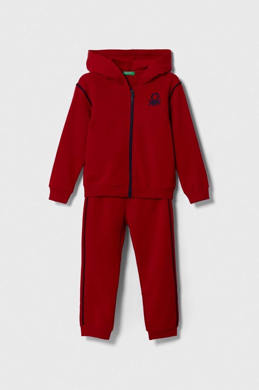 

Дитячий бавовняний спортивний костюм United Colors of Benetton колір червоний