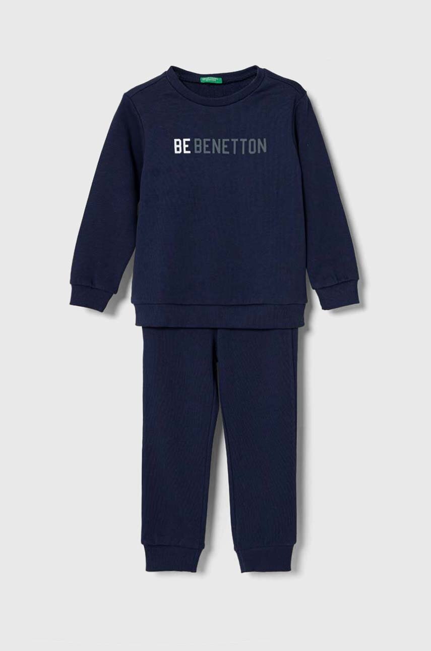 

Детский хлопковый спортивный костюм United Colors of Benetton цвет синий
