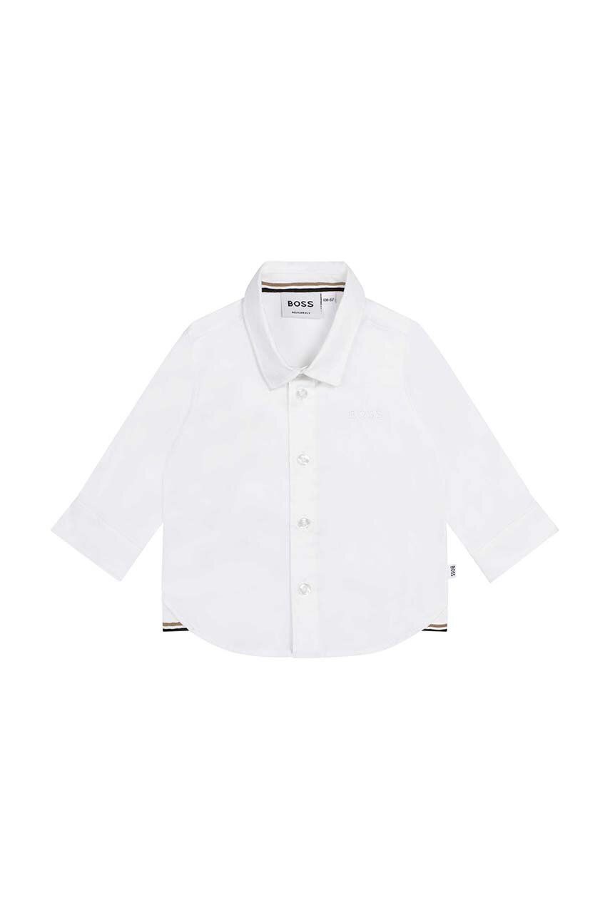 Dětská bavlněná košilka BOSS bílá barva - bílá -  100 % Bavlna