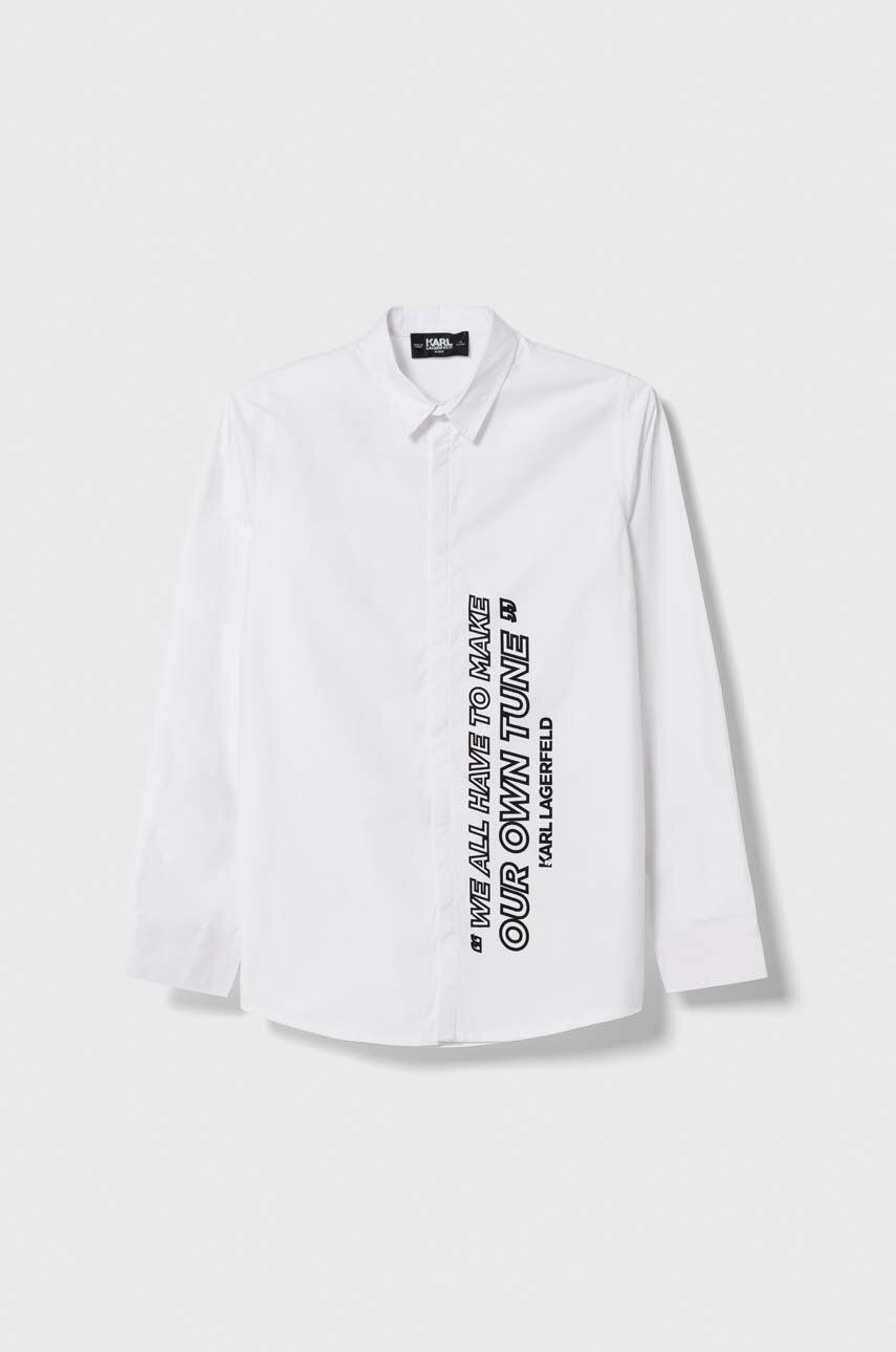 Dětská bavlněná košile Karl Lagerfeld bílá barva - bílá -  100 % Bavlna