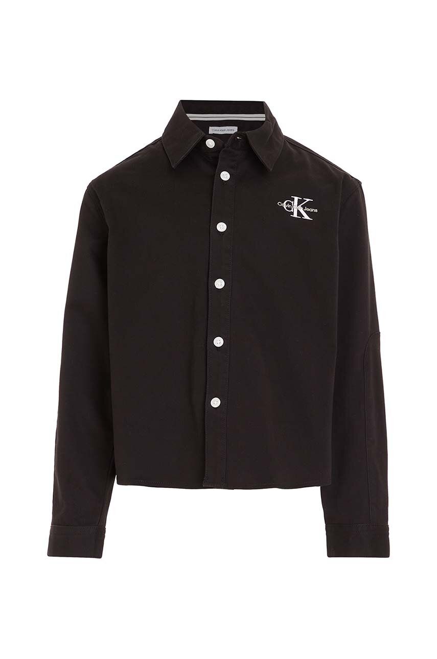Dětská košile Calvin Klein Jeans černá barva - černá -  98 % Bavlna