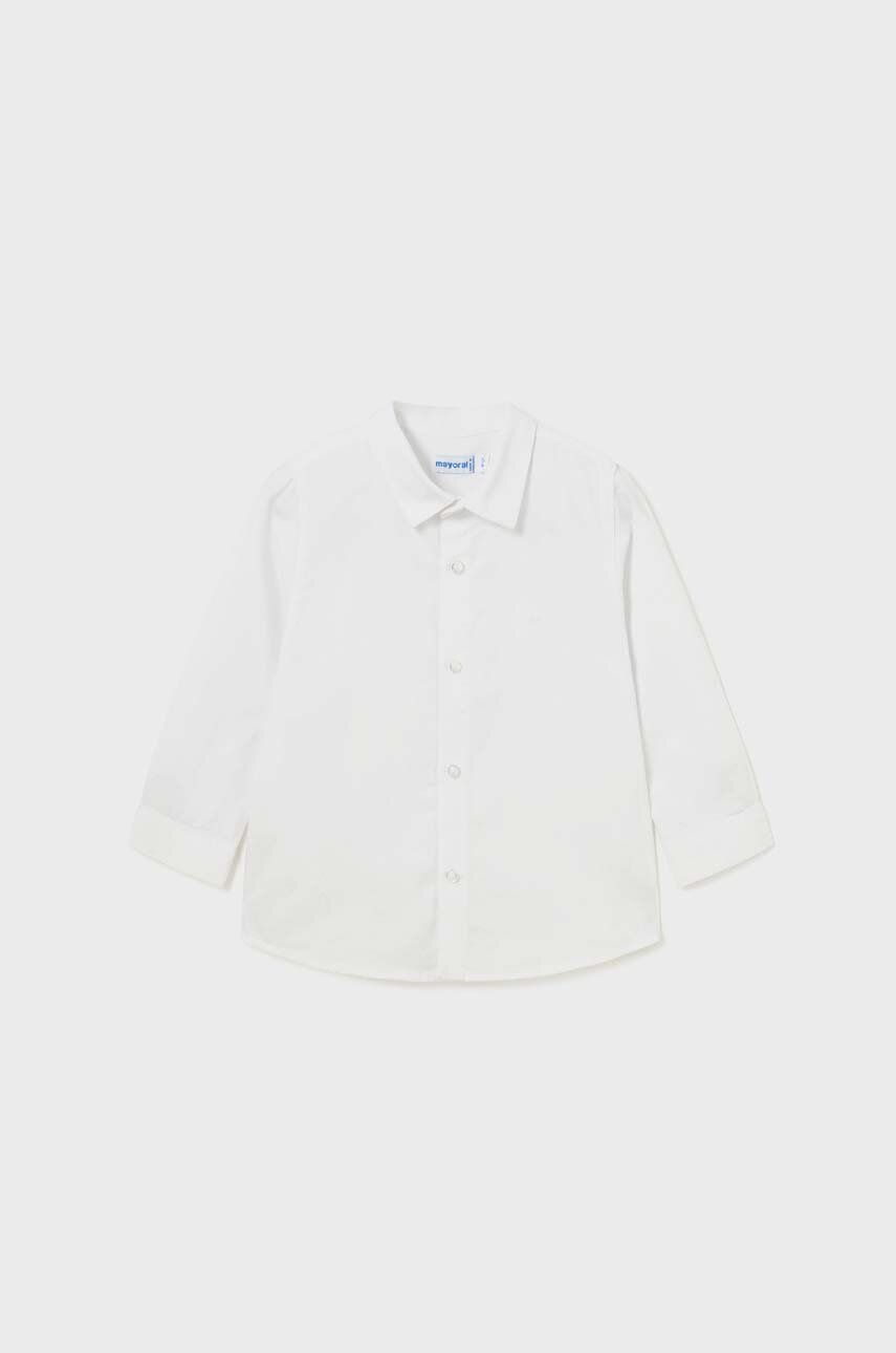 Levně Dětská bavlněná košilka Mayoral bílá barva