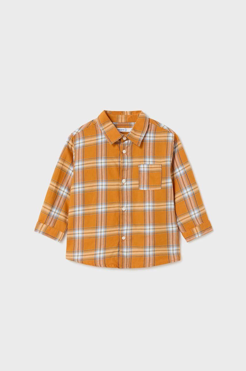 Dětská bavlněná košilka Mayoral oranžová barva - oranžová -  100 % Bavlna