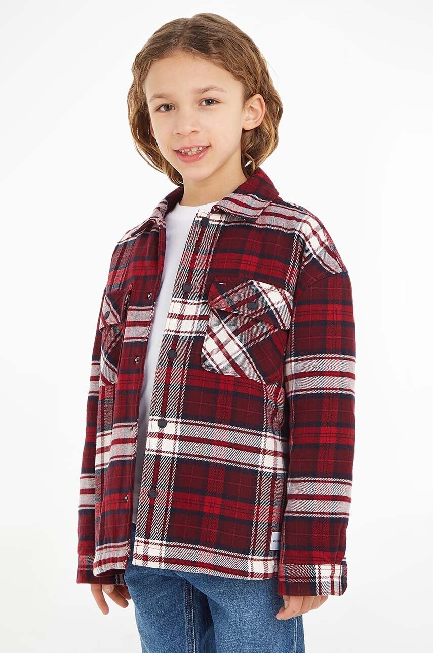 Levně Dětská bunda Tommy Hilfiger červená barva