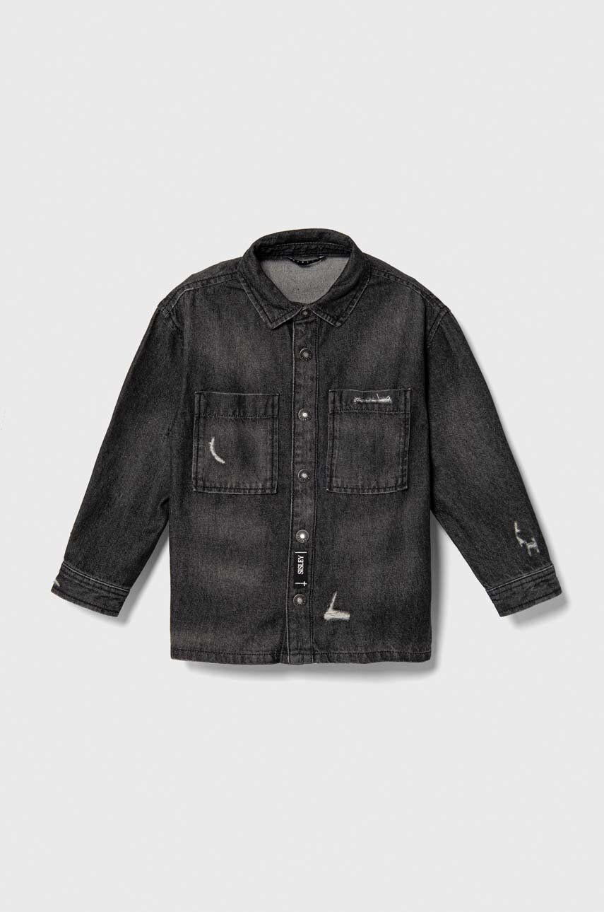 Dětská riflová košile Sisley černá barva - černá - 100 % Bavlna