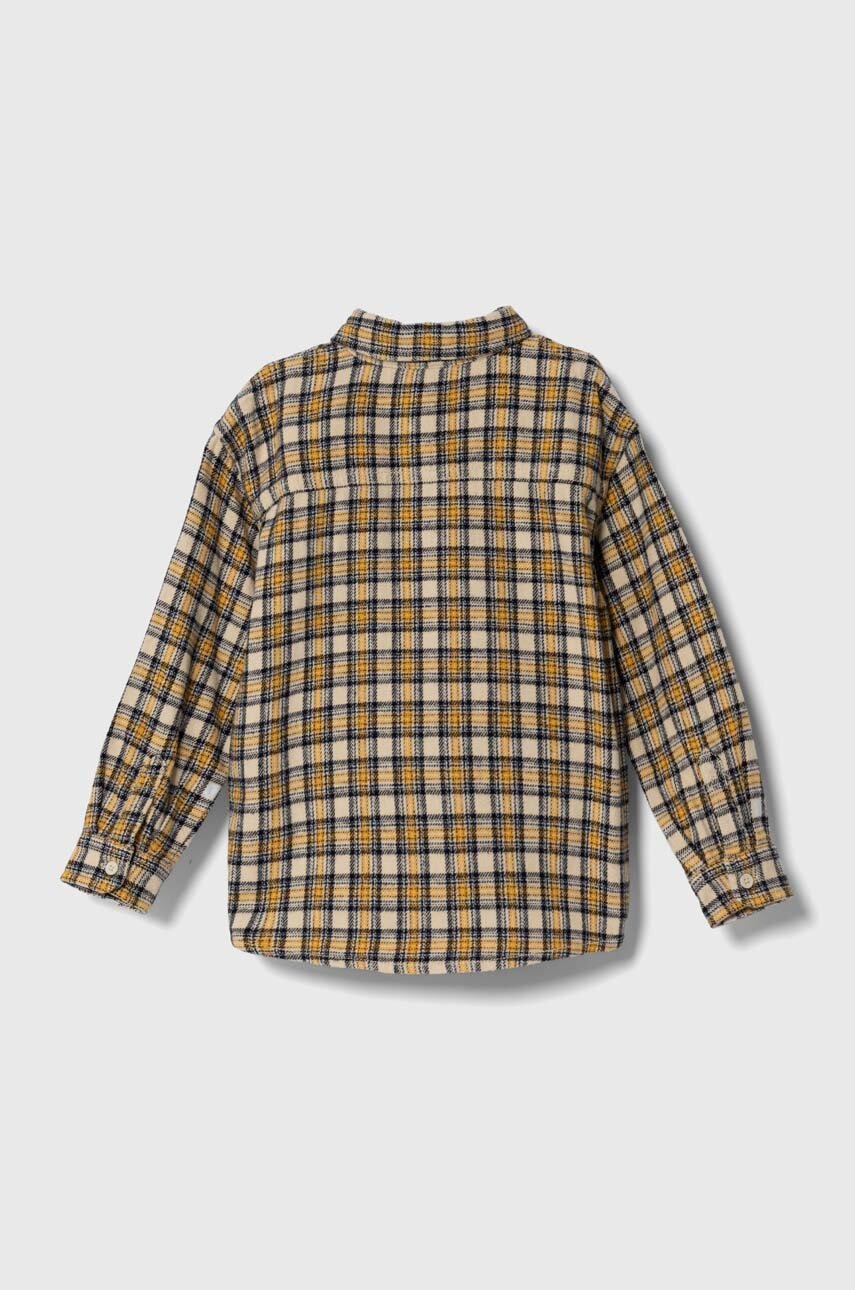 Детская хлопковая рубашка United Colors of Benetton цвет жёлтый