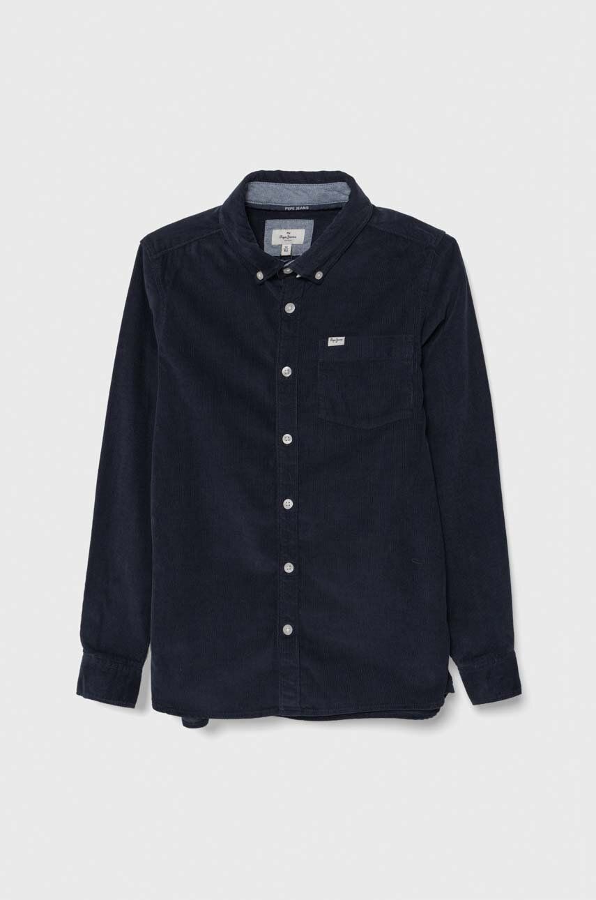 Manšestrová košile Pepe Jeans tmavomodrá barva - námořnická modř - 100 % Bavlna