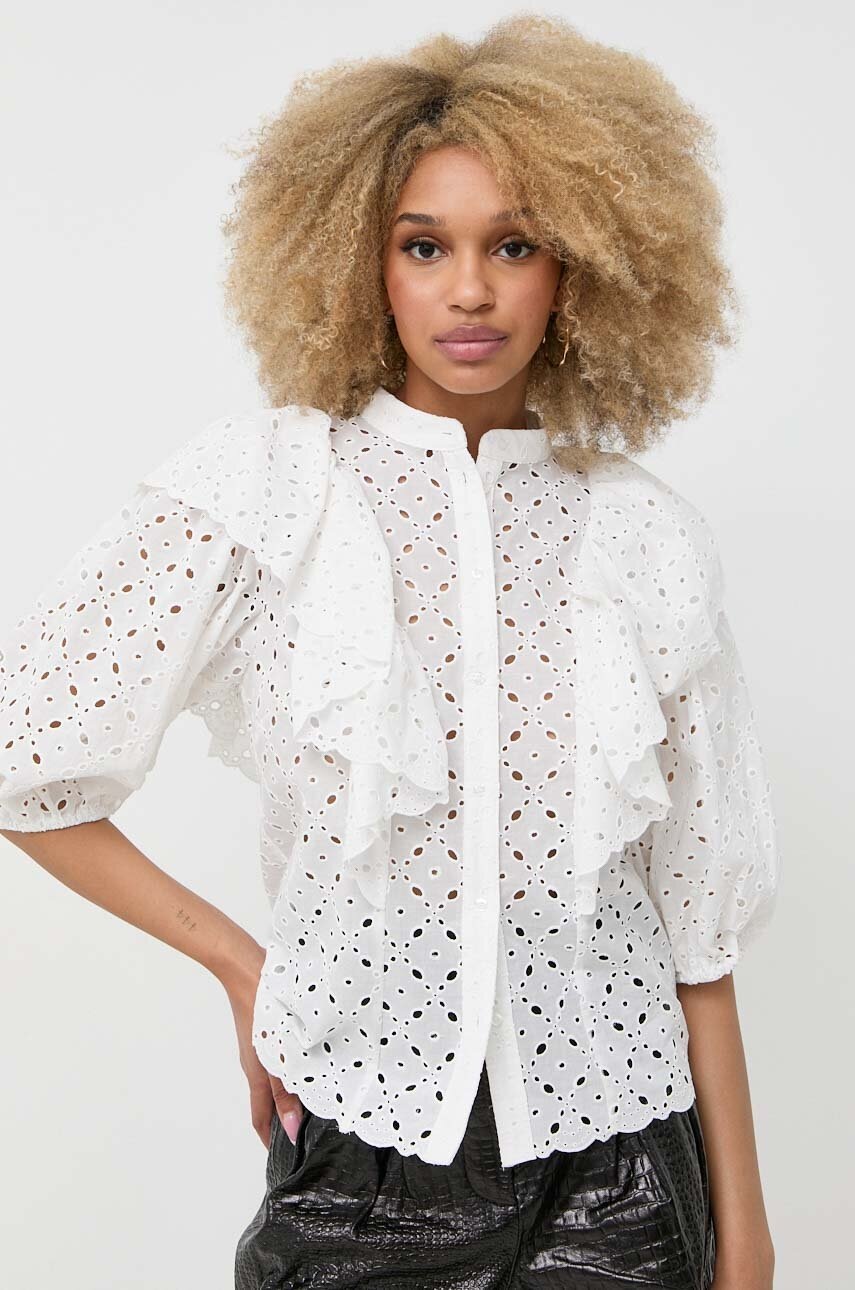 Βαμβακερό πουκάμισο Notes du Nord Honey χρώμα: άσπρο φωτογραφία