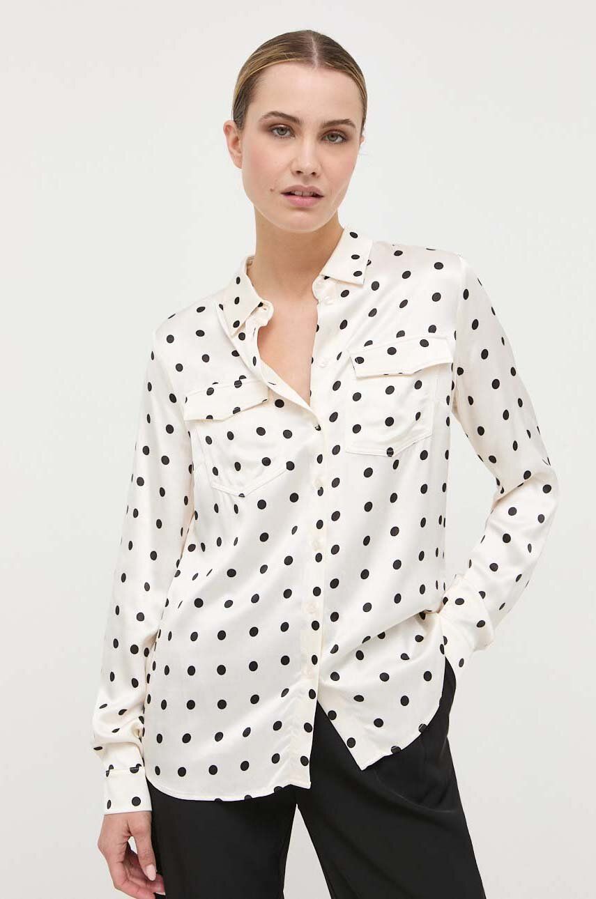 Košile Guess dámská, béžová barva, regular, s klasickým límcem - béžová -  100 % Viskóza