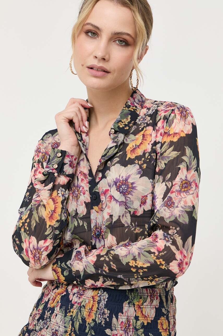 

Рубашка Guess женская цвет синий regular классический воротник