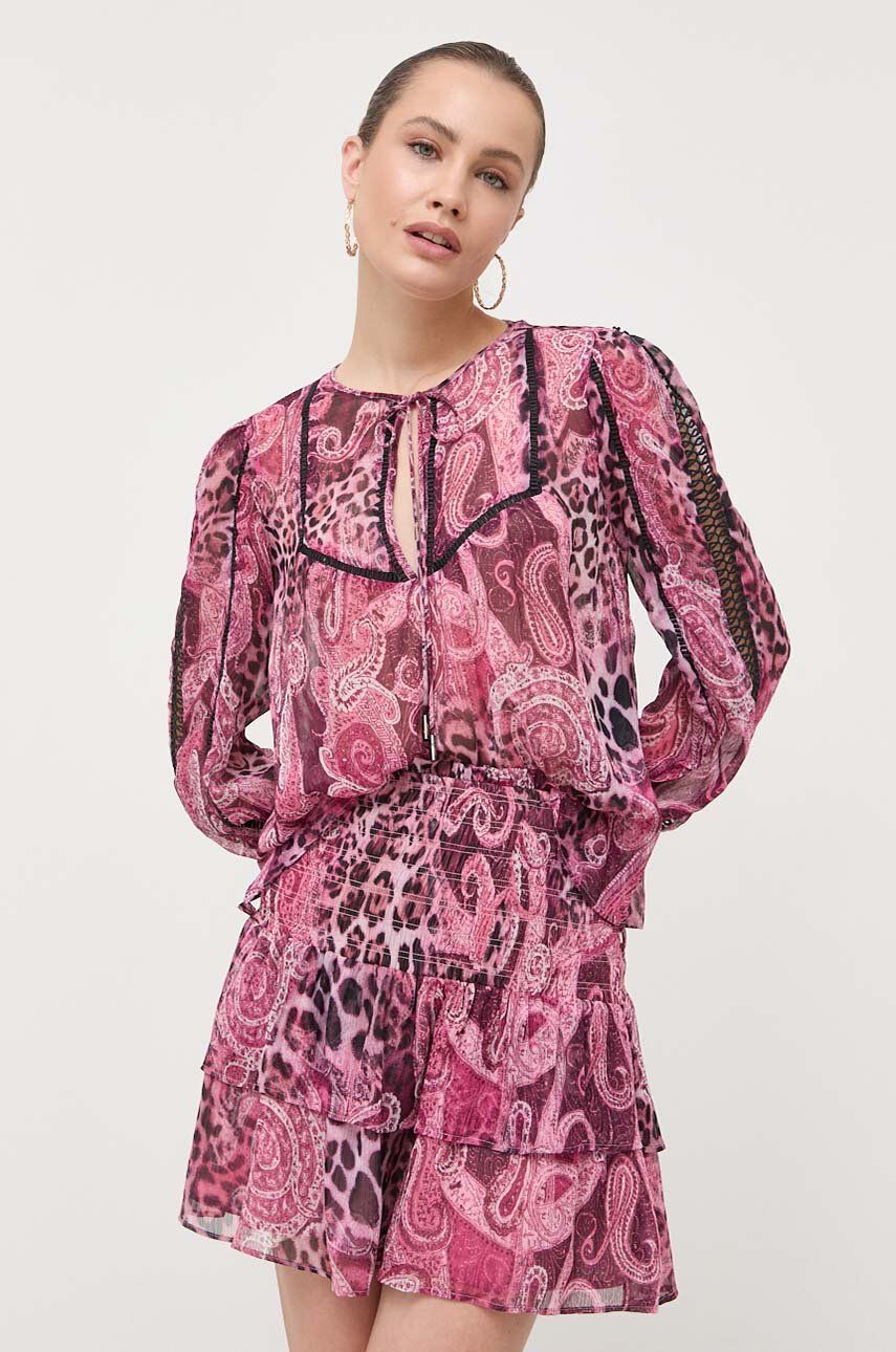 Halenka Guess dámská, fialová barva, vzorovaná - fialová -  Hlavní materiál: 100 % Polyester