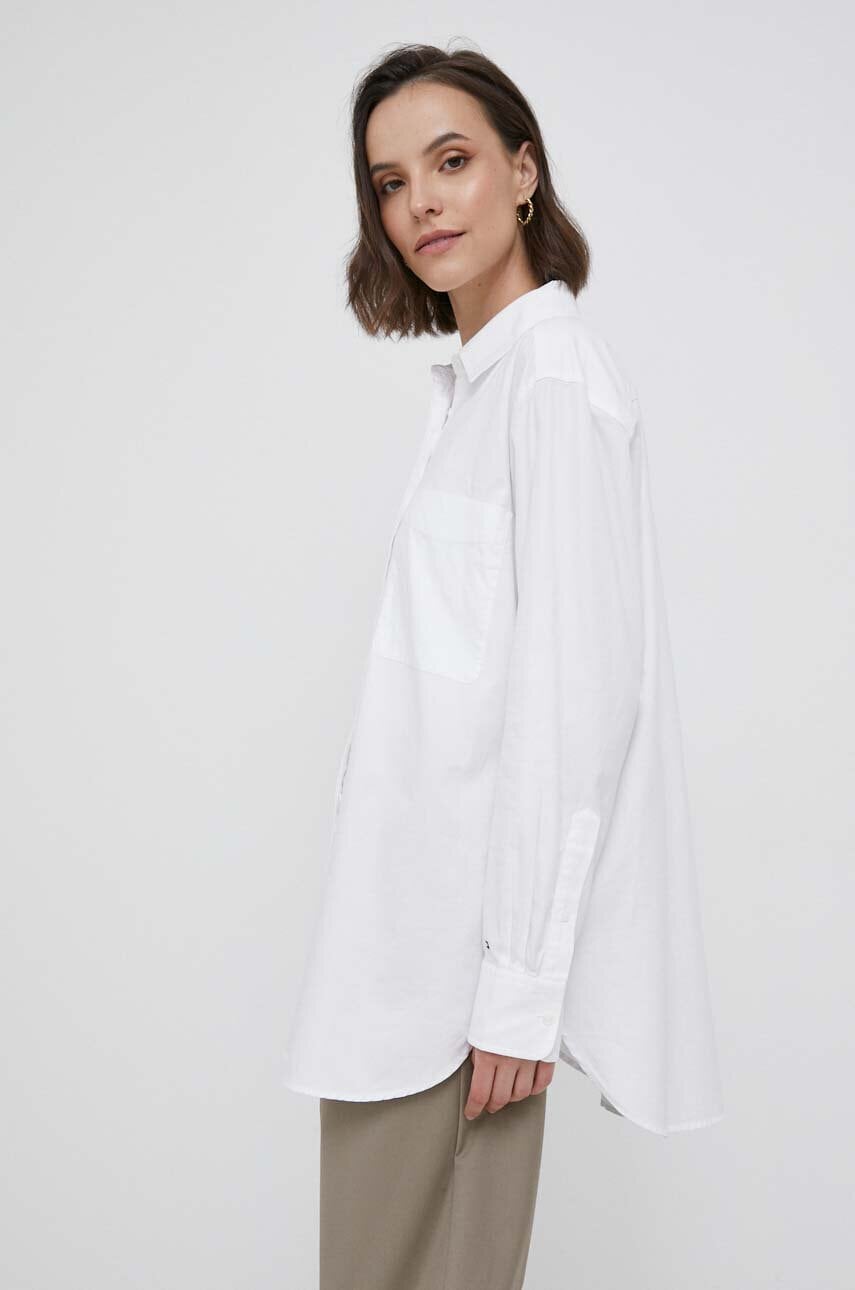 

Хлопковая рубашка Tommy Hilfiger женская цвет белый relaxed классический воротник