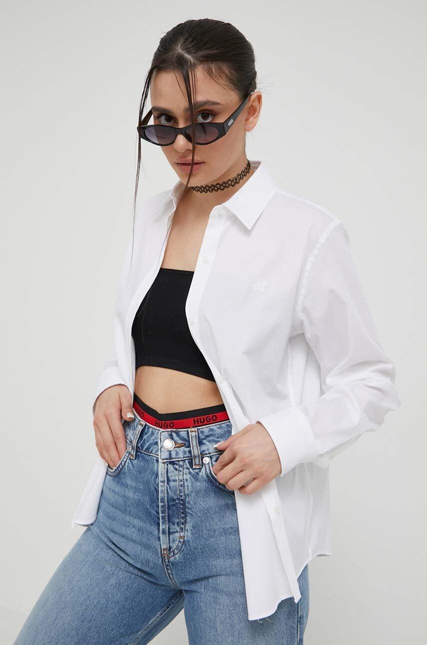E-shop Košile HUGO dámská, bílá barva, regular, s klasickým límcem, 50496339