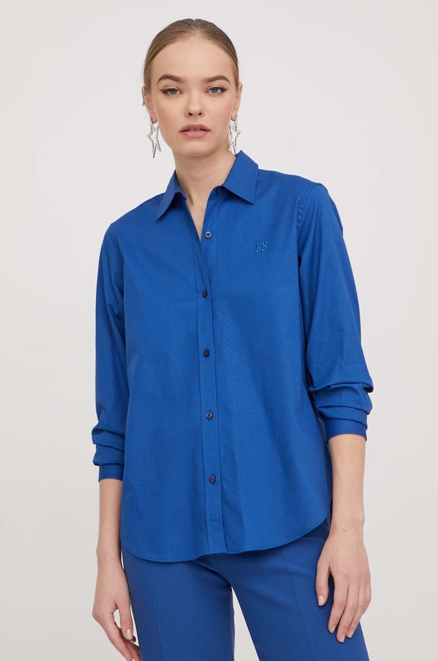 E-shop Košile HUGO dámská, regular, s klasickým límcem, 50496339