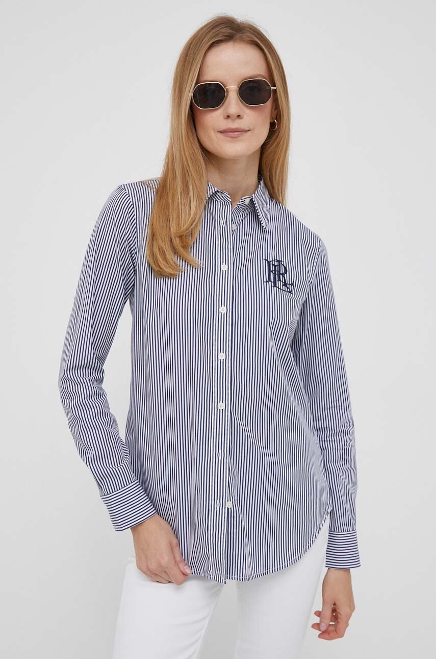 

Хлопковая рубашка Lauren Ralph Lauren женская slim классический воротник