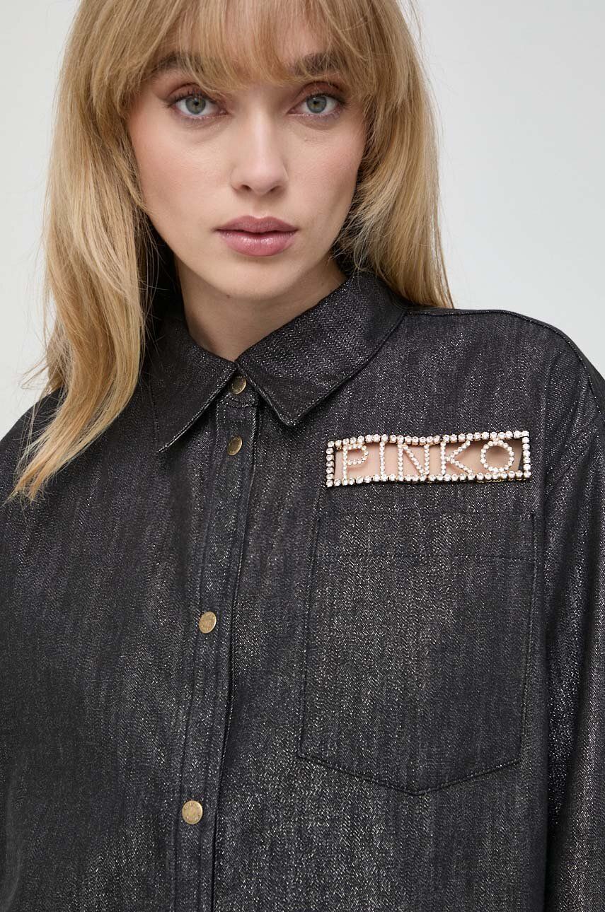 Košile Pinko dámská, černá barva, regular, s klasickým límcem - černá - Hlavní materiál: 68 % Bavlna