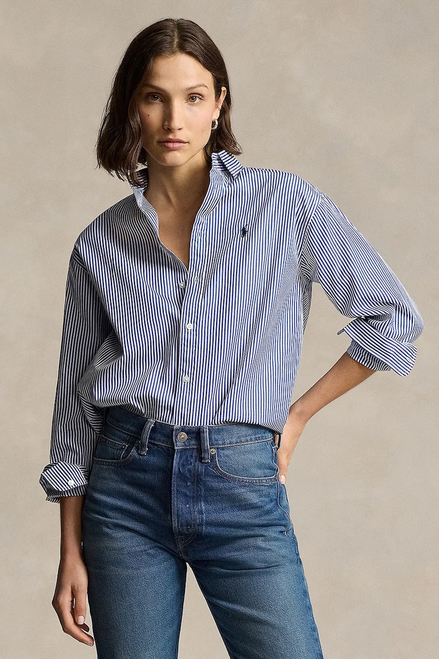 Levně Bavlněná košile Polo Ralph Lauren zelená barva, relaxed, s klasickým límcem, 211910743