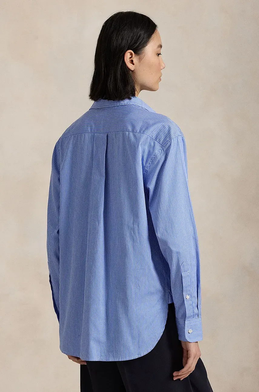 Хлопковая рубашка Polo Ralph Lauren женская цвет зелёный relaxed классический воротник 211910743 Хлопковая рубашка Polo Ralph Lauren женская цвет зелёный relaxed классический воротник 211910743