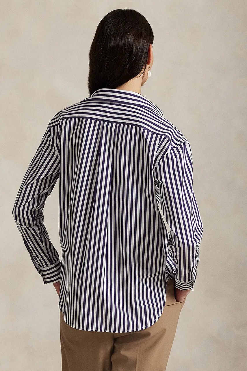 Хлопковая рубашка Polo Ralph Lauren цвет зелёный relaxed классический воротник 211910743