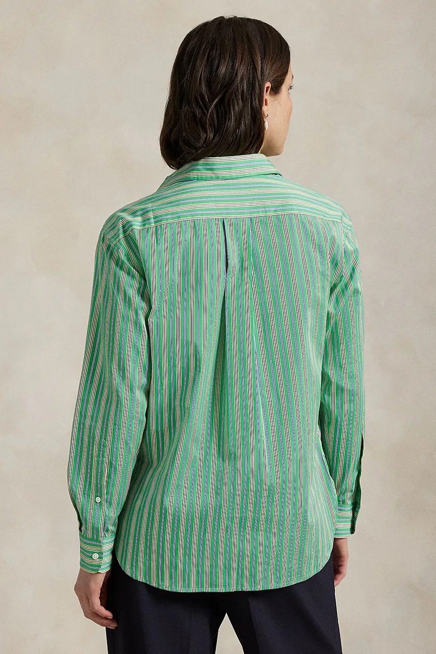 Хлопковая рубашка Polo Ralph Lauren цвет зелёный relaxed классический воротник 211910743