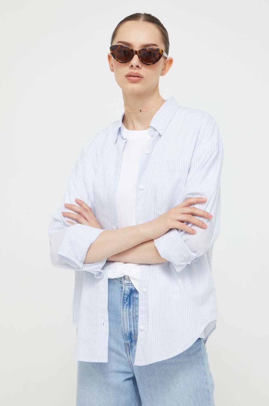 Košile Hollister Co. dámská, relaxed, s klasickým límcem - modrá - 60 % Bavlna