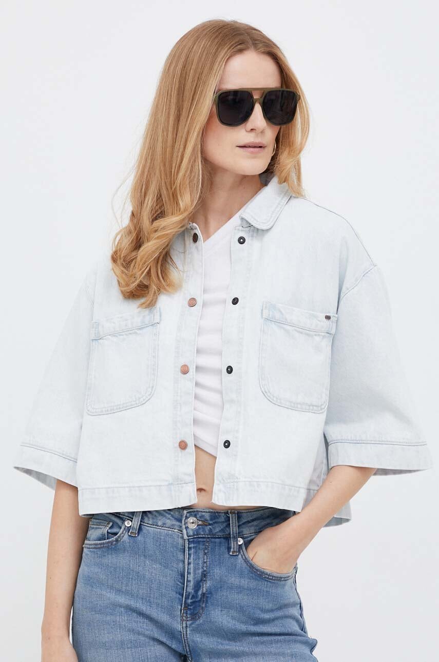 Pepe Jeans Camasa Jeans Elle Femei, Cu Guler Clasic, Relaxed