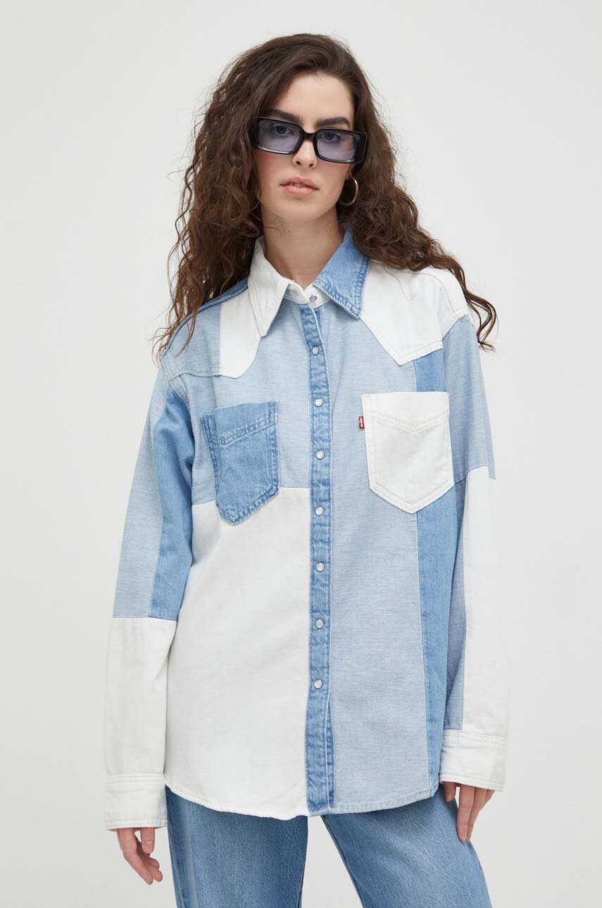 

Дънкова риза Levi's дамска в синьо със свободна кройка с класическа яка, Син