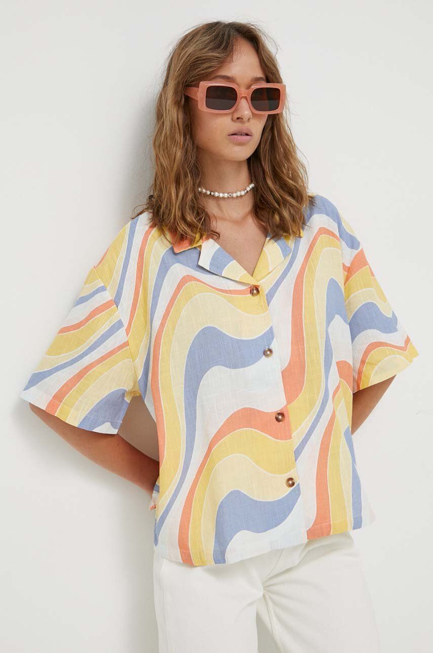 Košile Roxy dámská, relaxed, s klasickým límcem - vícebarevná -  60 % Bavlna