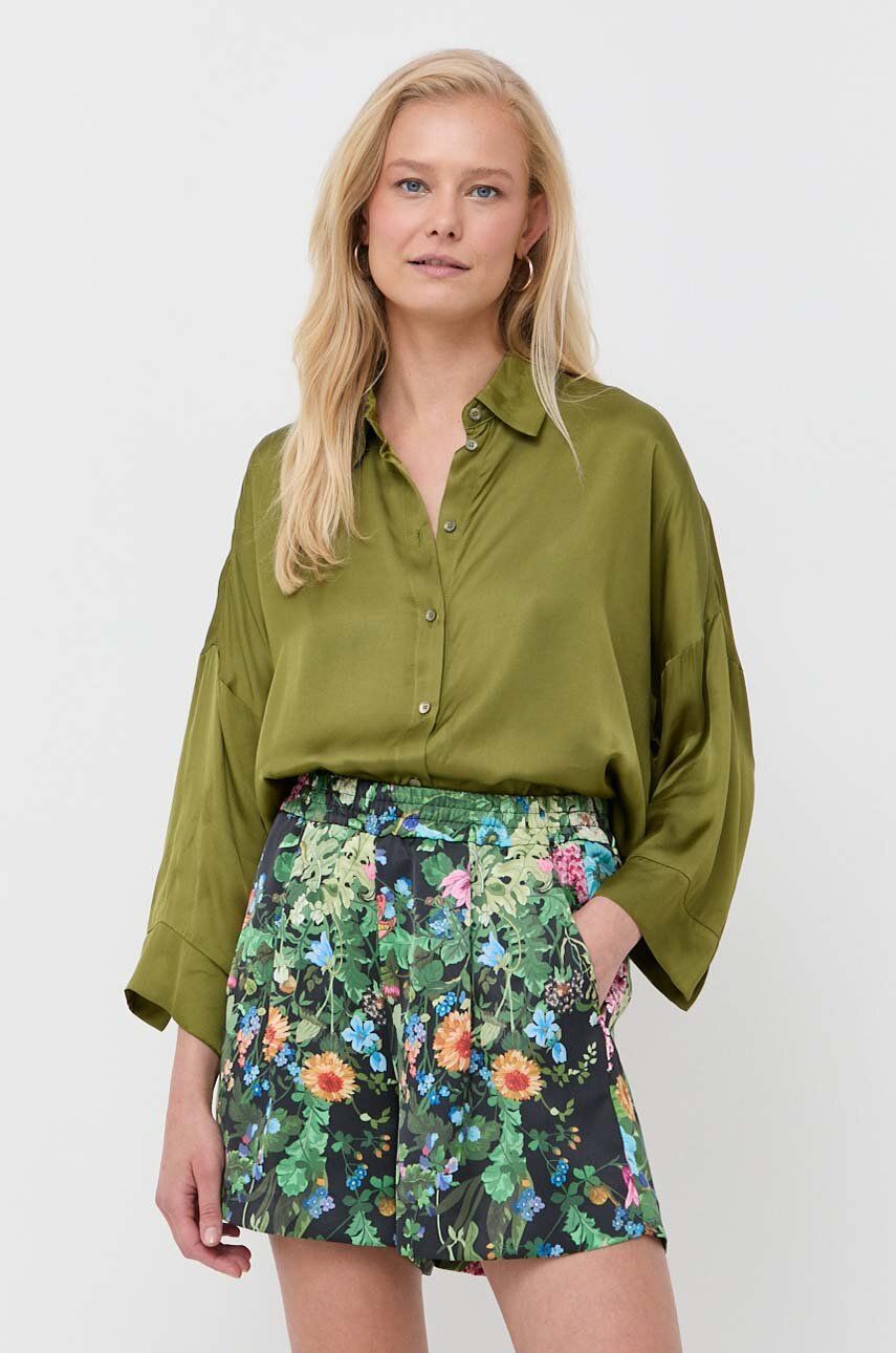 Košile MAX&Co. dámská, zelená barva, relaxed, s klasickým límcem - zelená -  100 % Viskóza