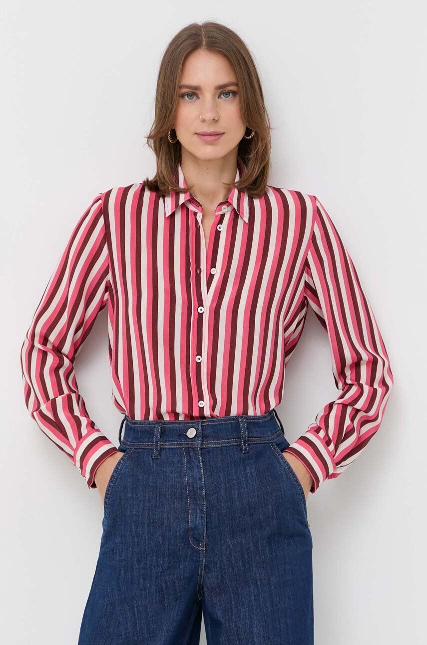E-shop Hedvábné tričko Marella regular, s klasickým límcem