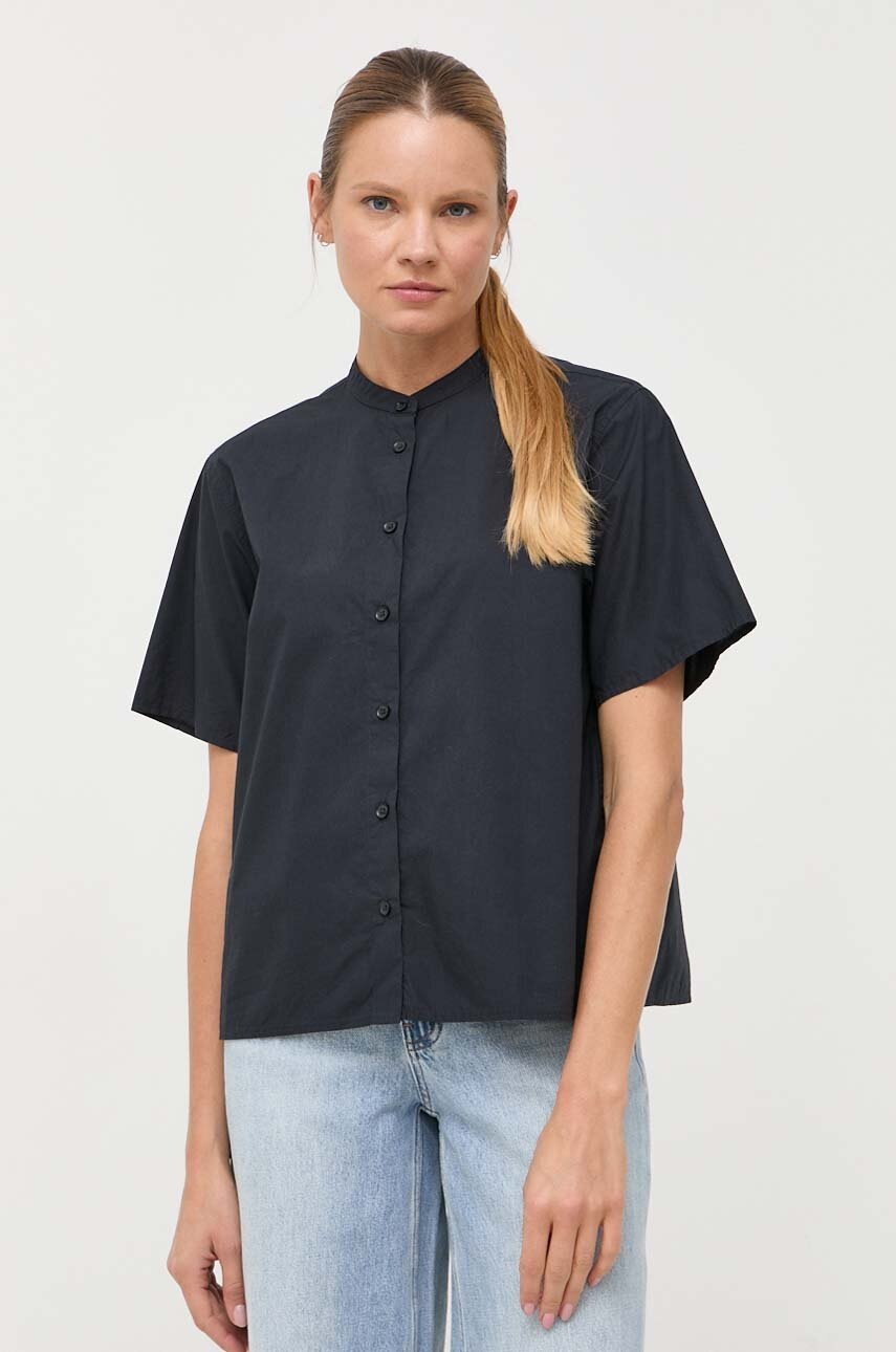 

Хлопковая рубашка Marc O'Polo DENIM женская цвет синий regular со стойкой