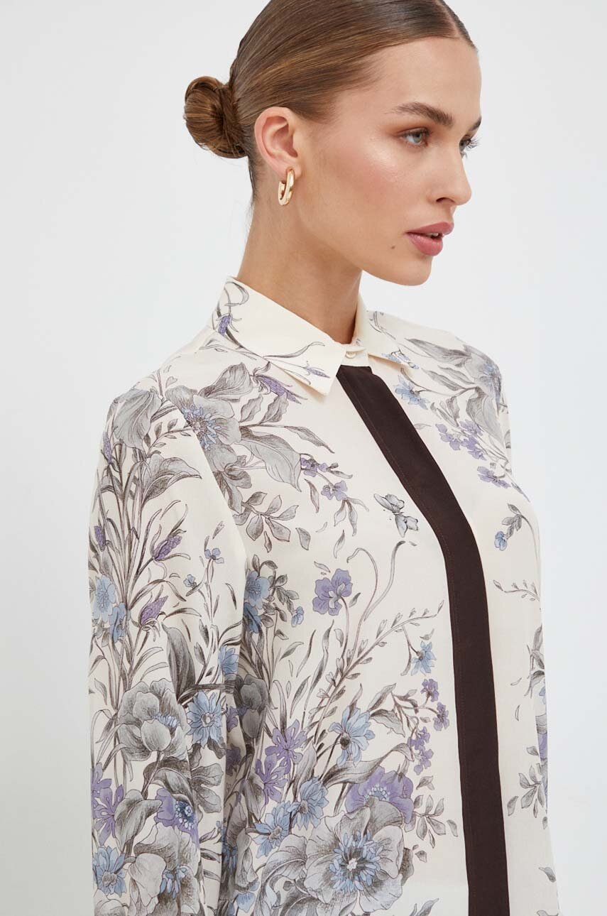 

Шовкова сорочка Weekend Max Mara колір бежевий regular класичний комір