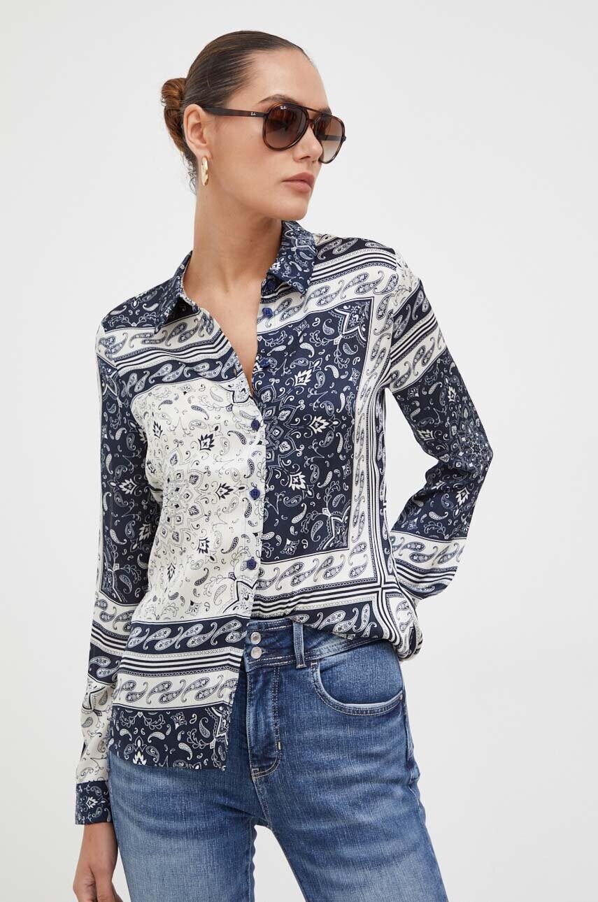 

Сорочка Guess жіноча колір синій regular класичний комір