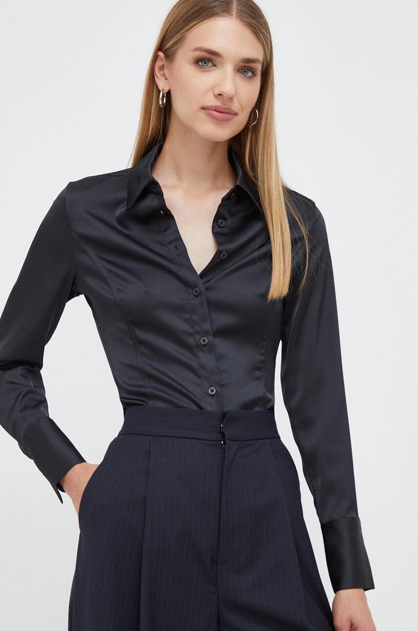 

Сорочка Guess жіноча колір чорний slim класичний комір